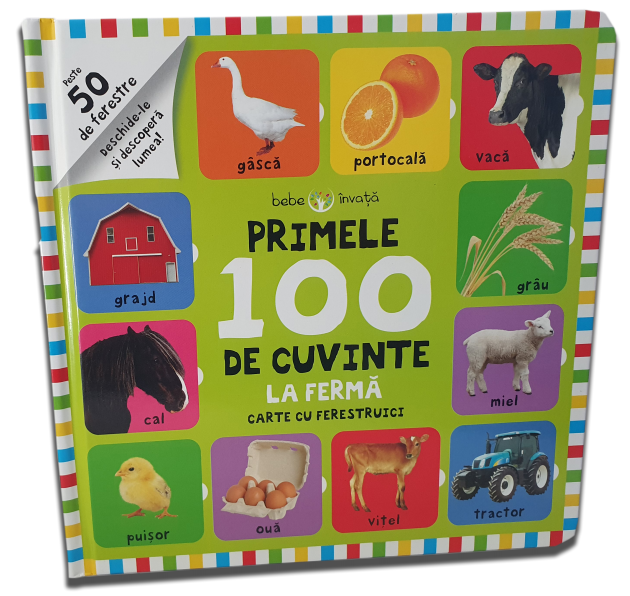 Bebe invata. Primele 100 de cuvinte. La ferma. Carte cu ferestruici - 39.99 Lei
