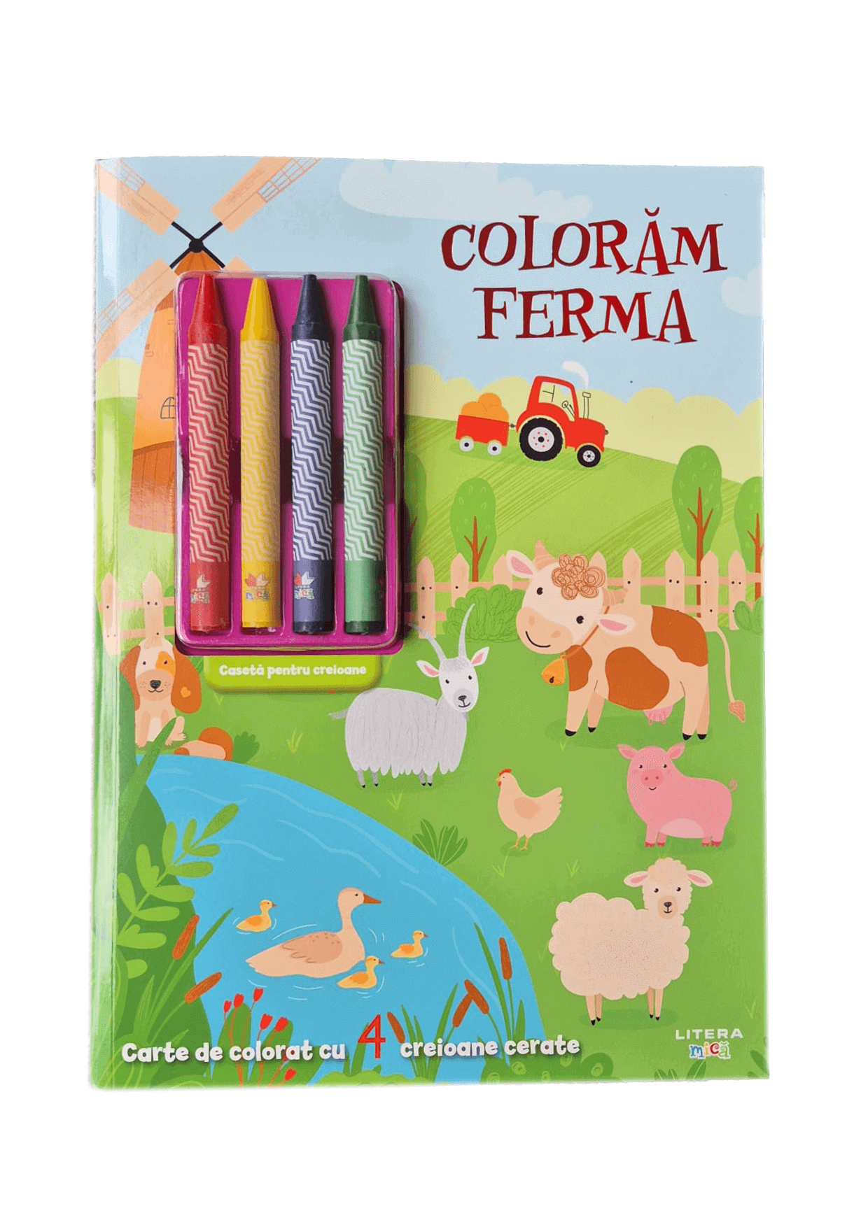 Coloram ferma. Carte de colorat cu 4 creioane cerate - 16.91 Lei
