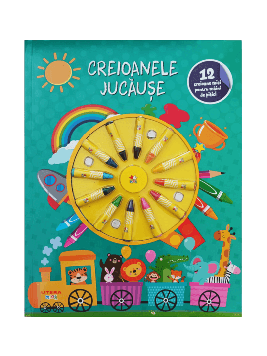 Creioanele jucause. Carte de colorat. 12 creioane mici pentru maini de pitici - 15.00 Lei