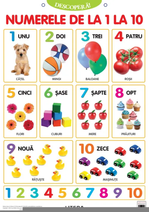 Descopera! Numerele de la 1 la 10 (planse educationale) - 6.34 Lei