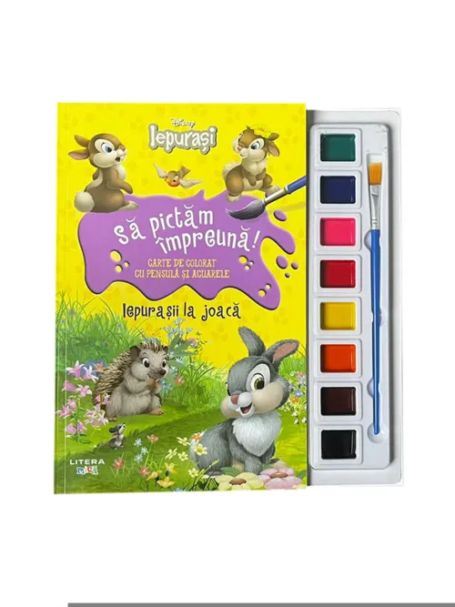 Disney. Iepurasi. Sa pictam impreuna! Iepurasii la joaca. Carte de colorat cu pensula si acuarele - 15.00 Lei