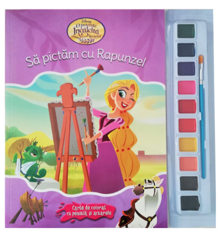 Disney. O poveste incalcita. Sa pictam cu Rapunzel. Carte de colorat cu pensula si acuarele - 26.99 Lei