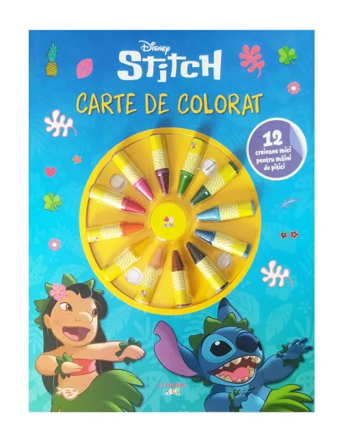 Disney. Stitch. Carte de colorat. 12 creioane mici pentru maini de pitici - 20.00 Lei