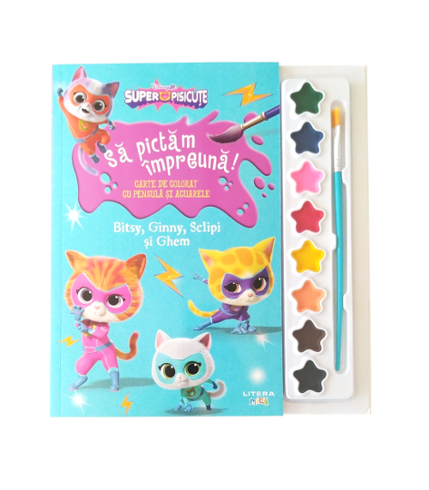 Disney. Superpisicute. Sa pictam impreuna! Bitsy, Ginny, Sclipi si Ghem. Carte de colorat cu pensula si acuarele - 26.99 Lei