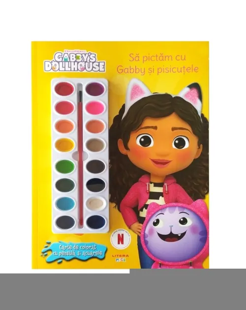 Gabby's Dolhouse. Sa pictam cu Gabby si pisicutele. Carte de colorat cu pensula si acuarele - 44.99 Lei