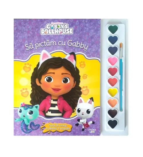 Gabby's Dollhouse. Sa pictam cu Gabby. Carte de colorat cu pensula si acuarele - 22.50 Lei
