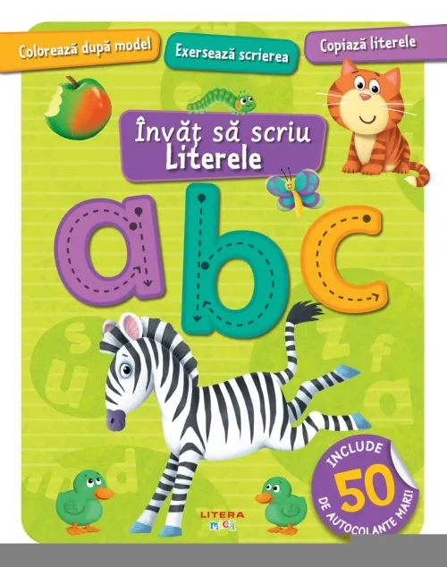 Invat sa scriu. Literele. Carte cu autocolante - 21,13 Lei