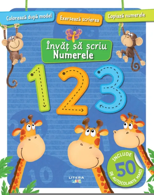 Invat sa scriu. Numerele. Carte cu autocolante - 11.62 Lei