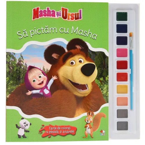 Masha si Ursul. Sa pictam cu Masha. Carte de colorat cu pensula si acuarele - 26.99 Lei
