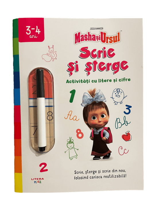 Masha si Ursul. Scrie si sterge. Activitati cu litere si cifre - 20.25 Lei