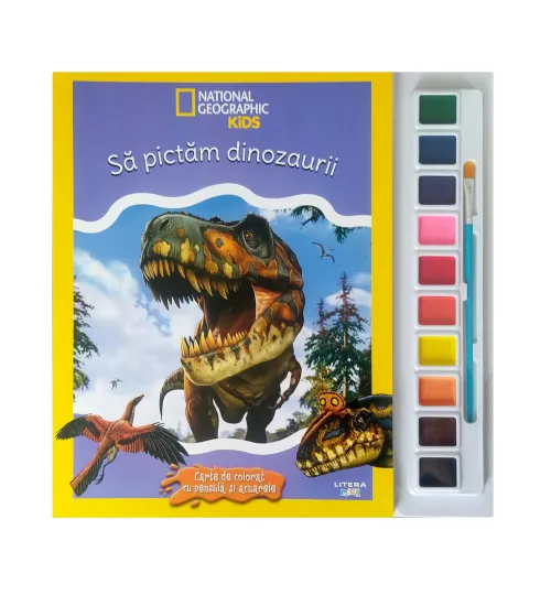 National Geographic Kids. Sa pictam dinozaurii. Carte de colorat cu pensula si acuarele - 18.00 Lei