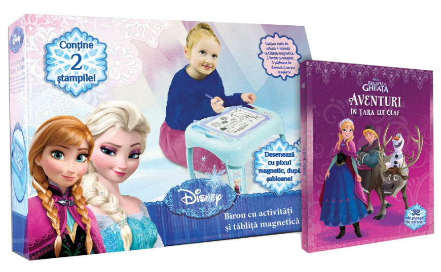 Set Birou Tablita magnetica + Carte Regatul de gheata. Aventuri in tara lui Olaf - 189.99 Lei