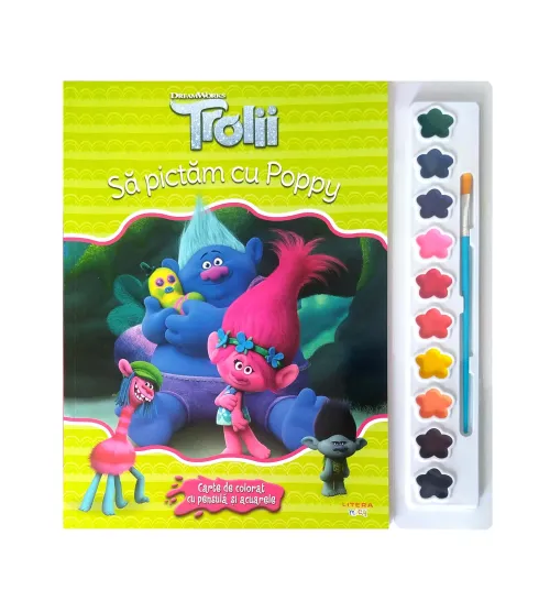 Trolii. Sa pictam cu Poppy. Carte de colorat cu pensula si acuarele - 24.74 Lei