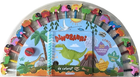 Carte de colorat cu 20 creioane - Dinozauri - 46.50 Lei