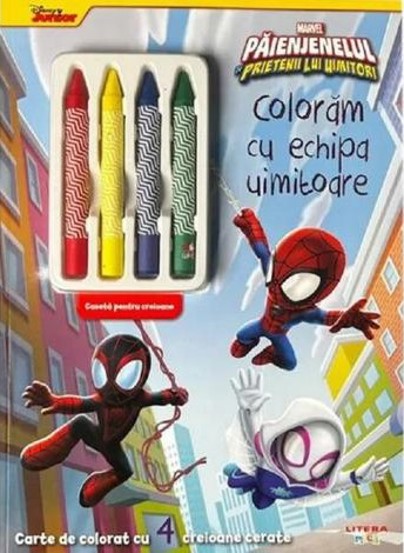 Coloram cu echipa uimitoare. Carte de colorat cu 4 creioane cerate - 30.34 Lei