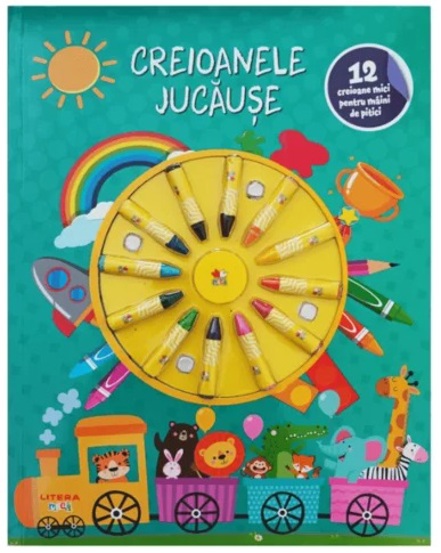 Creioanele jucause. Carte de colorat. 12 creioane mici pentru maini de pitici - 33.90 Lei