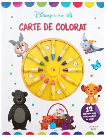 Disney Bebe. Carte de colorat. 12 creioane mici pentru maini de pitici - 32.64 Lei