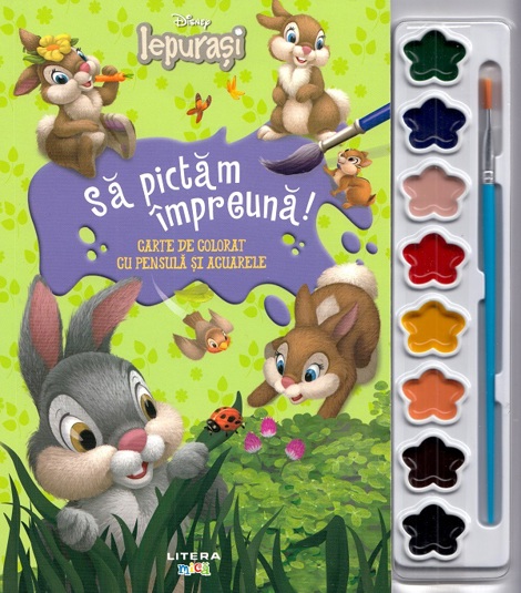 Disney. Iepurasi. Sa pictam impreuna! Carte de colorat cu pensula si acuarele - 20.56 Lei