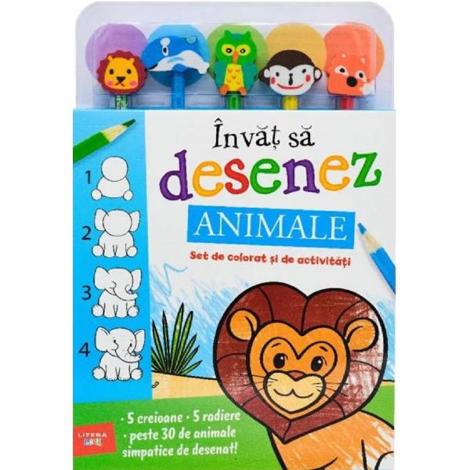 Invat sa desenez: Animale. Set de colorat si de activitati - 33.83 Lei