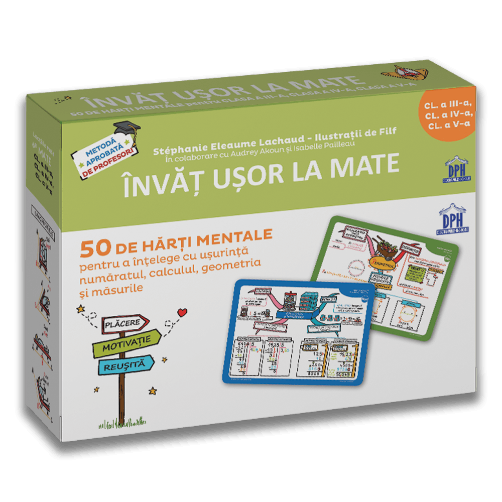 Invat usor la Mate: 50 de harti mentale - Volumul II - clasa a III-a a IV-a a V-a - 62.14 Lei