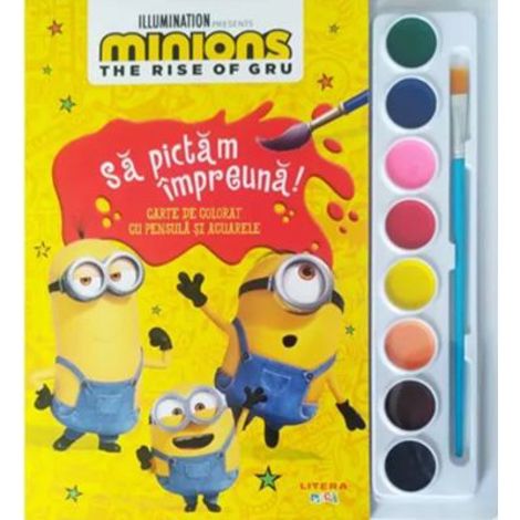 Minions. The Rise of Gru. Sa pictam impreuna! Carte de colorat cu pensula si acuarele - 20.37 Lei