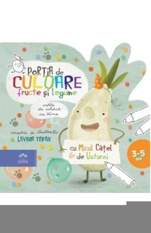 Portia de culoare: Fructe si legume - Carte de colorat cu rime - 9.65 Lei