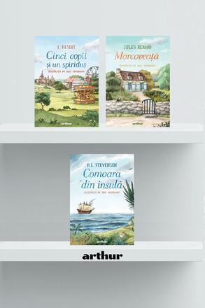 Pachet ilustrator Dan Ungureanu (Morcoveata, Comoara din insula, Cinci copii si-un spiridus) - Jules Renard - 140.14 Lei