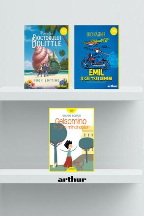 Pachet lecturi pentru 8 ani (Gelsomino, Emil si cei trei gemeni, Doctorul Dolittle) - 103.78 Lei