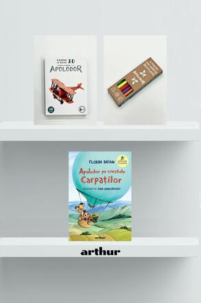 Pachet promo Apolodor pe crestele Carpatilor cu set pixuri si Puzzle 3D din hartie: Avionul cu motor - 70.87 Lei