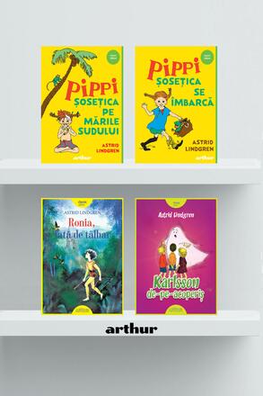 Superpachetul Lindgren (Karlsson de-pe-acoperis, Ronia, fata de talhar, Pippi Sosetica se imbarca, Pippi pe marile sudului) - 137.11 Lei