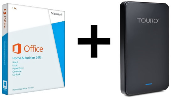 Microsoft Office Home and Business 2013 + HDD Extern Hitachi Touro Mobil