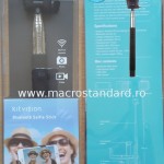 Selfie stick KitVision BTSSPHBK cu suport de telefon si declansator prin bluetooth