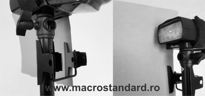 Clema dubla Fotodiox sustine difuzor blit