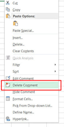 Excel Delete Comment / Sterge comentariul