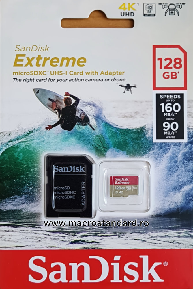 Sandisk Extreme Card de Memorie MicroSDXC 128GB UHS-I C10 V30