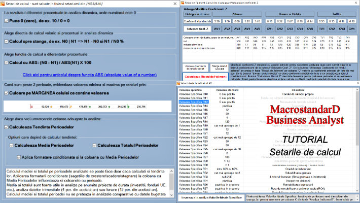 TUTORIAL Utilizarea setarilor din aplicatia pentru analiza financiara MacrostandarD Business Analyst